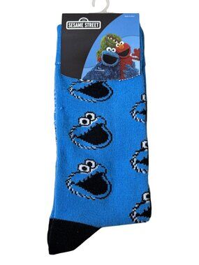Cookie Monster Sesame Street Crew Socks Blue Graphic Men’s